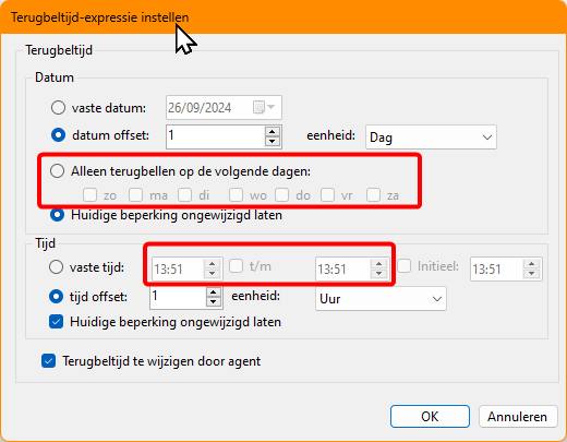 terugbeltijdexpressie