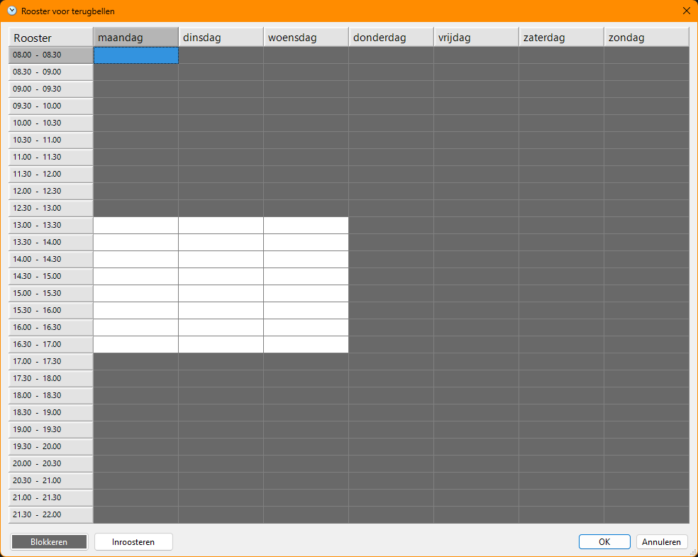Rooster voor terugbellen