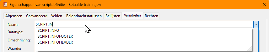 Intellisense suggesties
