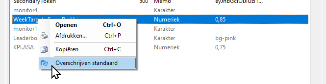Overschrijven van standaard waarde