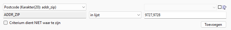 Karakter filter in operator