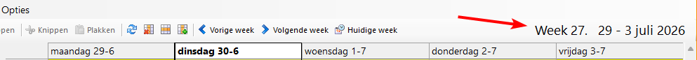 Weergave weeknummer in agendamodule